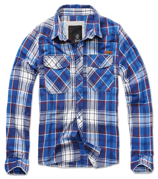 Brandit Men’s Check Shirt – Navy Blue Casual Flannel Style Button-Up, Size S
