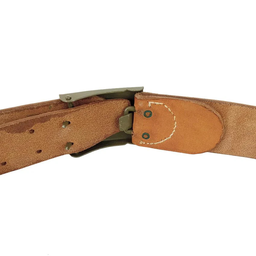 Original Czech Army Leather Belt Metal Buckle 4 5 Cm Brown – Used