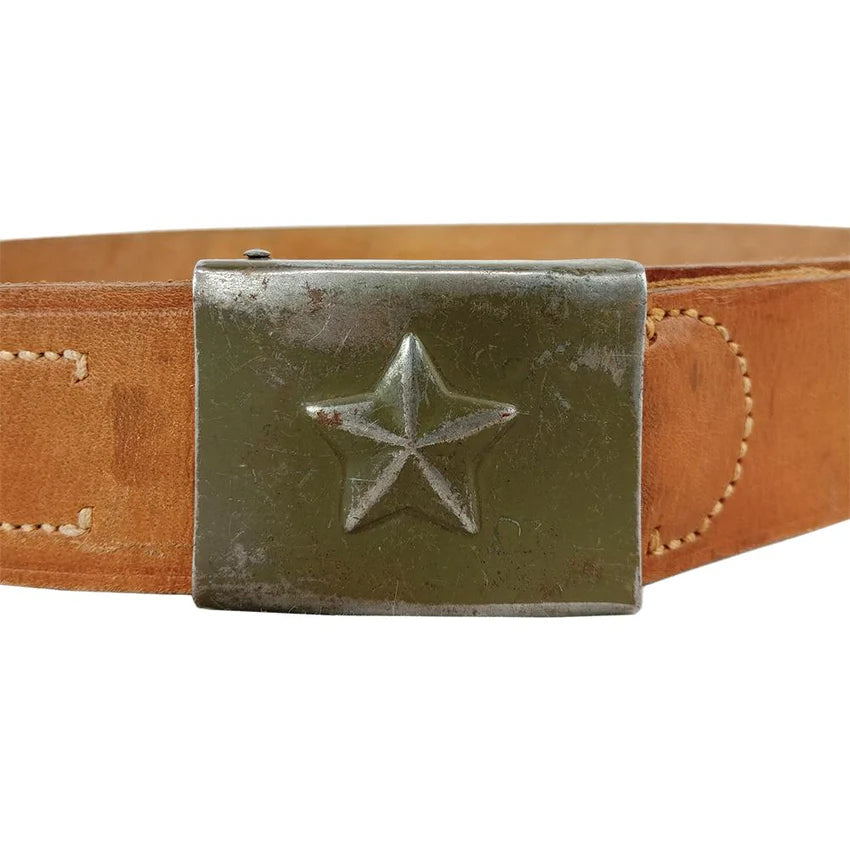 Original Czech Army Leather Belt Metal Buckle 4 5 Cm Brown – Used