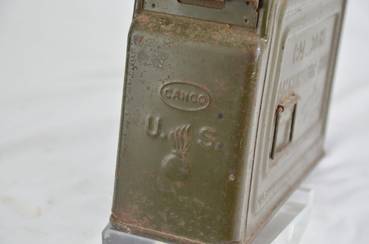 Vintage US Army 30 Cal M2 Ammo Box, Metal Storage Case, Military Collectible