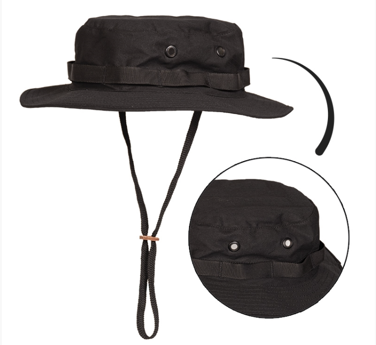 US Army Style Hat Weatherproof Breathable Trilaminat Boonie Cap Black