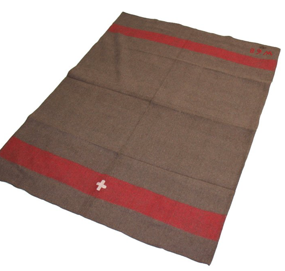 Original Swiss Army Wool Blanket 200x140 Cm Brown – Like New