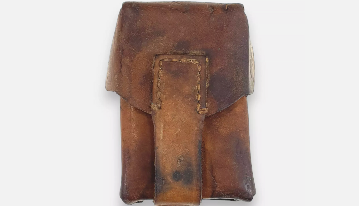 Vintage Military Surplus Leather Pouch – Mauser Style, Used