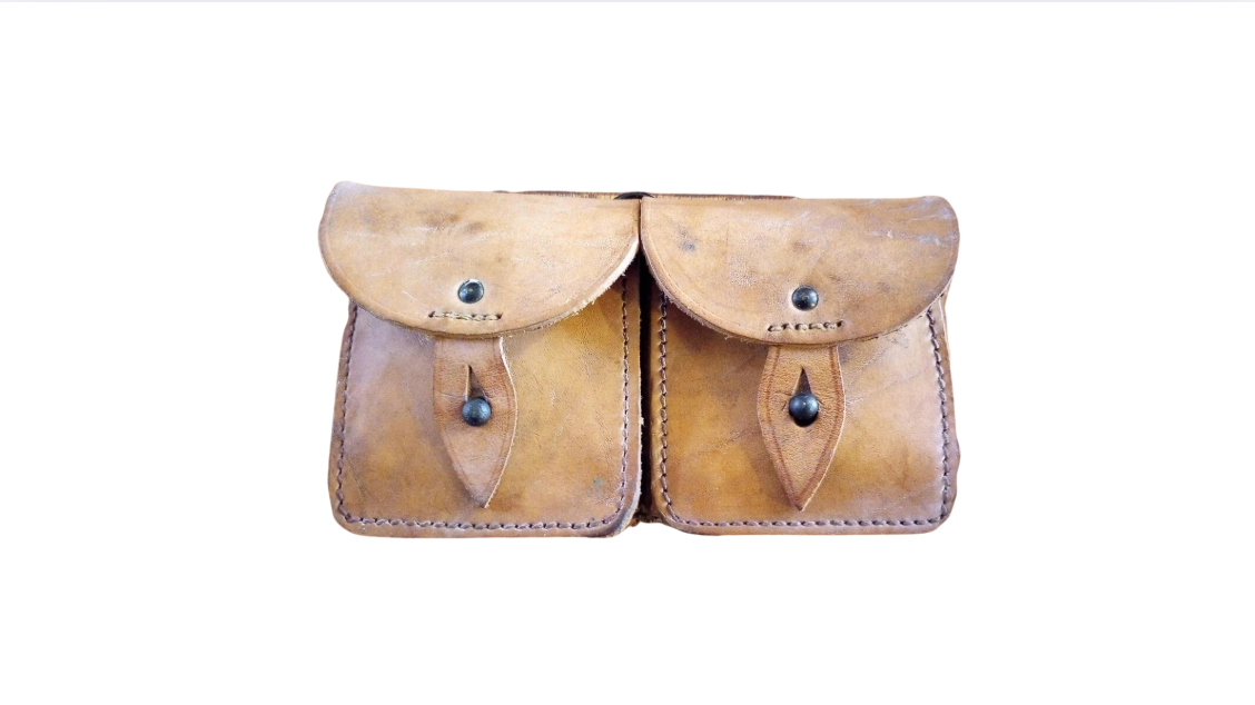 Original French Army 2-pcs.mas Leather Cartr.pouch – Used