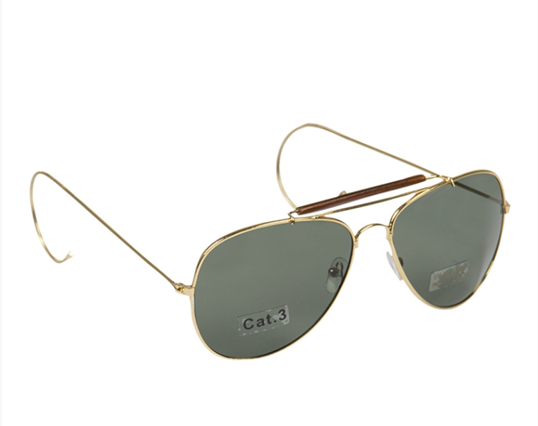 Military-Style AF Green Aviator Sunglasses with Protective Case
