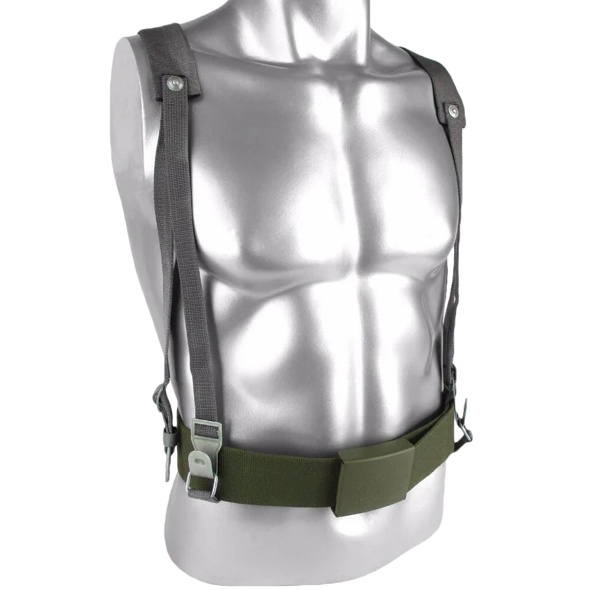 Original East German Army German Field Suspenders Grey – Used