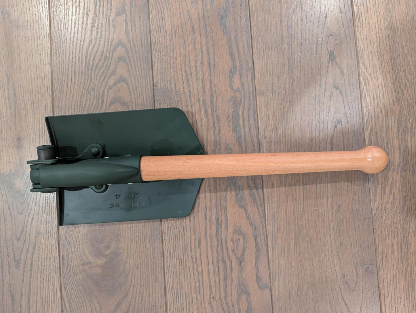 German Army Folding Shovel New with Used Leather Pouch Vintage Military Surplus