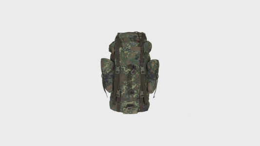 German Army Combat Backpack 65L – Bundeswehr Flecktarn Rucksack, Pre-Owned