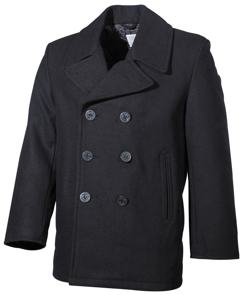 MFH US Pea Coat with Buttons Black